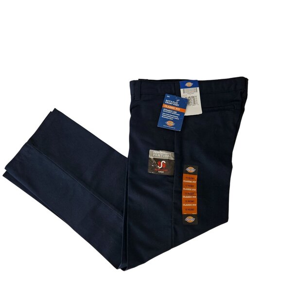 Dickies Boys Classic Fit Pants Reinforced Knee Size 12 Husky Navy Blue School - Picture 5 of 11